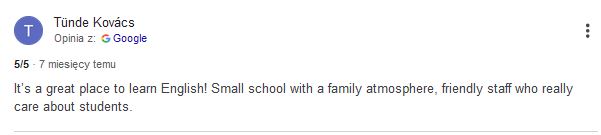 It’s a great place to learn English! Small school with a family atmosphere, friendly staff who really care about students.